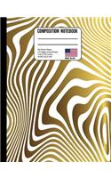 Composition Notebook 5X5 Graph Paper: Trendy Gold Zebra Animal Print Back to School Composition Book for Teachers, Students, Kids and Teens