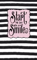 Start the Day with a Smile: Dot Grid Bullet Planner for Busy Moms. Turn Your Chaos Into Calm. Black and White Stripes