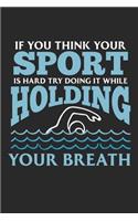 If you think your sport is hard try doing it while holding your breath: Wassersport Hobbyschwimmen Schwimmen Notizbuch liniert DIN A5 - 120 Seiten für Notizen, Zeichnungen, Formeln - Organizer Schreibheft Planer Tagebuch