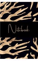 Notebook: College Ruled Journal to write in, Black and Gold, abstract Coral Cover Design