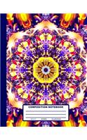 Composition Notebook: Blue Yellow Mandala Cover Design College Ruled 120 Blank Lined Pages 8.5 X 11 Matte Finished Soft Cover