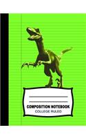 Composition Notebook: Beautiful College Ruled Paper Jurassic Age Notebook Journal - Velociraptor Dinosaur Colorful Pattern Blank Lined Workbook for Teens Kids Students Bo