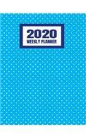 2020 Weekly Planner: January 2020 - December 2020 Calendar Agenda And Daily Schedule - Cool Blue And White Polka Dot Pattern (8.5"x11")