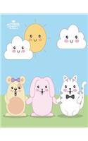 Notebook: Cute animals cover and Dot Graph Line Sketch pages, Extra large (8.5 x 11) inches, 110 pages, White paper, Sketch, Draw and Paint(1 Cute Animals Notebook)
