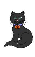 Black Halloween Cat Jack O Lantern Collar Tag School Composition Book 130 Pages: (Halloween Theme School Composition Books Notebooks)