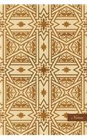 Notes: 6"x9" Unruled Blank Notebook - Star Cross Square Geometry Frame Line - Retro Brown Worn Out Vintage Seamless Pattern Cover. Matte Softcover And Crea