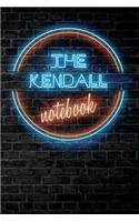 The KENDALL Notebook: Vintage Blank Ruled Personalized & Custom Neon Sign Name Dotted Notebook Journal for Girls & Women. Wall Background. Funny Desk Accessories. Retro B