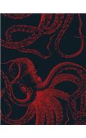Vintage Octopus Sketchbook Red