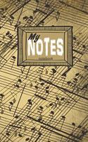 My NOTES notebook: a 6x9 college ruled LINED Gift Journal with music note background