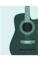 Guitar Tab Notebook: Green Guitar Tablature Manuscript Paper - Blank Sheet Music For Guitar With Chord Boxes, Staff, TAB and Lyric For Guitar Players, Musicians, Teacher