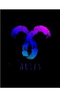 Aries: Lined Notebook or Journal with Aries Zodiac Symbol, Vibrant Paintbrush Design, 8.5 x 11, 150 Fully Lined Pages