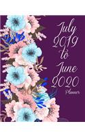 July 2019-June 2020 Planner: Beauty Purple Floral, Daily/Weekly/Monthly/Yearly Calendar Book July 2019-June 2020 Journal, Large 8 X 10 Calendar Schedule Organizer Journal Notebo
