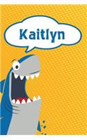 Kaitlyn: Personalized Shark Handwriting Practice Paper for Kids Notebook 120 Pages 6x9
