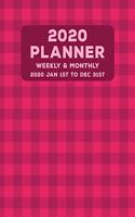 Weekly Monthly 2020 Planner Geometric Tartan Pink