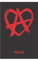 Notebook: Anarchie Herz Anarchieherz - A5 - Dot Grid (Gepunktet) 120 Seiten - Notizbuch - Tagebuch - Tagesplaner - Wochenplaner - Planer - Geschenk
