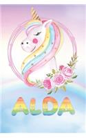 Alda: Alda's Unicorn Personal Custom Named Diary Planner Calendar Notebook Journal 6x9 Personalized Customized Gift For Someone Who's Surname is Alda Or F