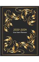 2020-2024 Five Year Planner: 60-Month Schedule Organizer 8.5 x 11 (Gold Frame)