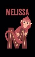 Melissa: Journal (Diary, Notebook) Personalized Custom Name Alphabet Monkey Birthday Gift for Girls