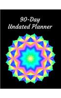 90-Day Undated Planner: Light Green Colorful Lotus Mandala