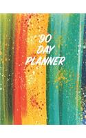 90 Day Planner: Bright Rainbow Watercolor Splash Design - 3 Month Organizer to Plan Ahead - Quarterly Planner for the Office, Family or Events - Includes 2019 Calen