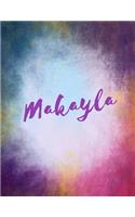 Makayla: Makayla sketchbook/ journal/ blank book. Large 8.5 x 11 Attractive bright watercolor wash purple pink orange & blue tones. arty stylish lettering.