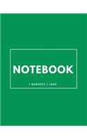 Notebook 1 Subject: Jade: Notebook 8.5 X 11: Notebook 100 Pages