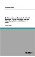 Quellenanalyse zur Denkschrift Heinrich Himmlers: "Einige Gedanken über die Behandlung der Fremdvölkischen im Osten