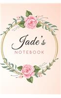 Jade's Customized Floral Notebook / Journal 6x9 Ruled Lined 120 Pages School Degree Student Graduation university