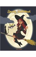 Spooky Sketchbook: Witch Notebook For Kids, Blank Unlined Paper, Sketching, Drawing, Doodling, Sorcery and Witchcraft Design, Size 8 x 10 inches, 100 pages