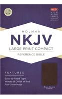 NKJV Large Print Compact Reference Bible, Brown Cowhide
