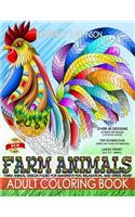 Farm Animals Adult Coloring Book