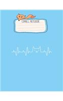 Cornell Notebook: Cat Heartbeat Love Cats Womens Girls Cat Lover Pretty Cornell Notes Notebook for Work Marble Size College Rule Lined for Student Journal 110 Pages o