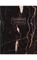 Graph Paper Notebook: Italian Black and Rose Gold Marble - 8.5 x 11 - 5 x 5 Squares per inch - 100 Quad Ruled Pages - Cute Graph Paper Composition Notebook for Children, 