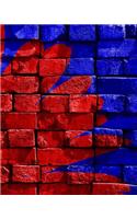 Painted Red and Blue Brick Wall Dot Grid Bullet Journal: 150 Page Notebook 8 X 10 Inches