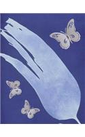 College Ruled Lined Paper Notebook: White Butterflies with Blue Background