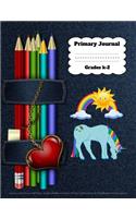 Primary Journal Grades k-2: Unicorn Jean Draw and Write, Dotted Midline Creative Picture Notebook Early Childhood to Kindergarten