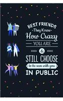 Best Friends They Know How Crazy You Are & Still Choose to Be Seen with You in Public: A 6 X 9 Friendship Journal to Keep with a Very Best Friend