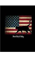 Patriotic Black Cat Walking - Composition Notebook - 7.44 x 9.69 in College Rule: 55 Sheets - 110 Pages