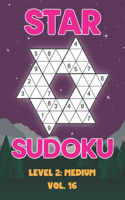 Star Sudoku Level 2: Medium Vol. 16: Play Star Sudoku Hoshi With Solutions Star Shape Grid Medium Level Volumes 1-40 Sudoku Variation Travel Friendly Paper Logic Games J