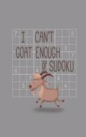 I Can't Goat Enough of Sudoku: Funny Blank Lined Journal Notebook, 120 Pages, Soft Matte Cover, 6 x 9