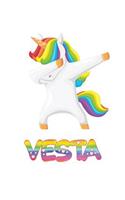 Vesta: Vesta 6x9 Journal Notebook Dabbing Unicorn Rainbow