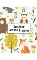 Teacher Lesson Planner: Cute Owl Bear Teacher Journal Planner Notebook Organizer - Daily Weekly Monthly Annual Activities Calendars To Do Class Lists Grade Tracker- Back to