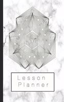 Lesson Planner: Large Organisational Planner for Teachers, Professors, Educators or Home School -5 Lessons Per Day Layout - Geometric Print on Marble Design