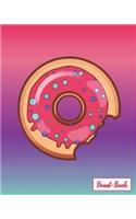 Donut-Book: large pink donut ombre background notebook