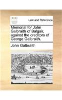 Memorial for John Galbraith of Balgair, Against the Creditors of George Galbraith.