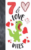 7 & Love Bites: Green T-Rex Dinosaur Valentines Day Gift For Boys And Girls Age 7 Years Old - Art Sketchbook Sketchpad Activity Book For Kids To Draw And Sketch In