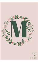 Monogram Initial Letter M Notebook with Rose Pink Floral Journal for Women, Girls Birthday Gift and School: Lined Notebook / Journal Gift, 120 Pages, 6x9, Soft Cover, Matte Finish