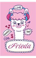 Frieda: Personalisiertes Notizbuch Lama Alpaka mit Vorname mit Punkteraster für Notizen und als Planer für Planungen