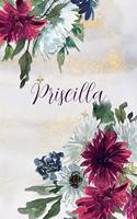 Priscilla: Personalized Journal Gift Idea for Women (Burgundy and White Mums)