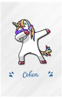 Cohen A5 Lined Notebook 110 Pages: Funny Blank Journal For Personalized Dabbing Unicorn Family First Name Middle Last. Unique Student Teacher Scrapbook/ Composition Great For Home Sch